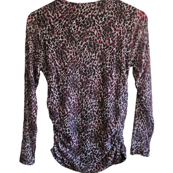 FDJ Womens Ruched Long Sleeve Top Small Leopard Print Comfortable Stretch New - Picture 5 of 9